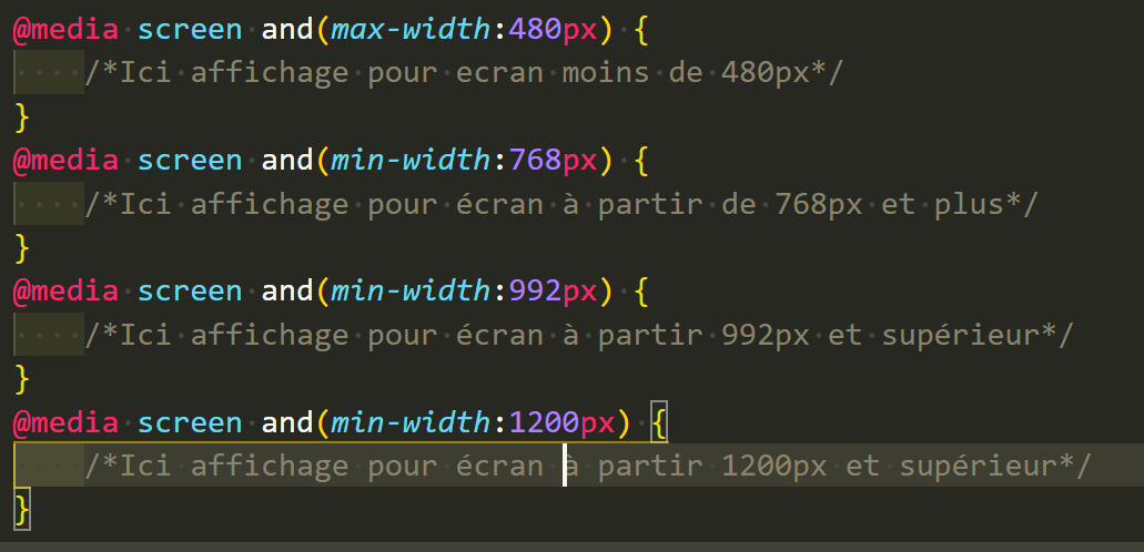 capture ecran de media queries